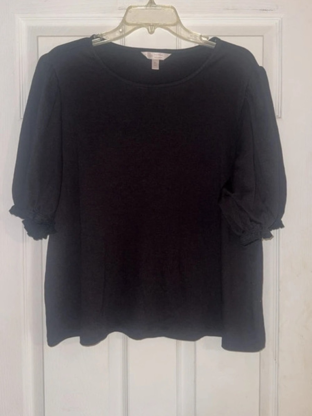 LC Lauren Conrad Black Puff-Sleeve Short Sleeve Top